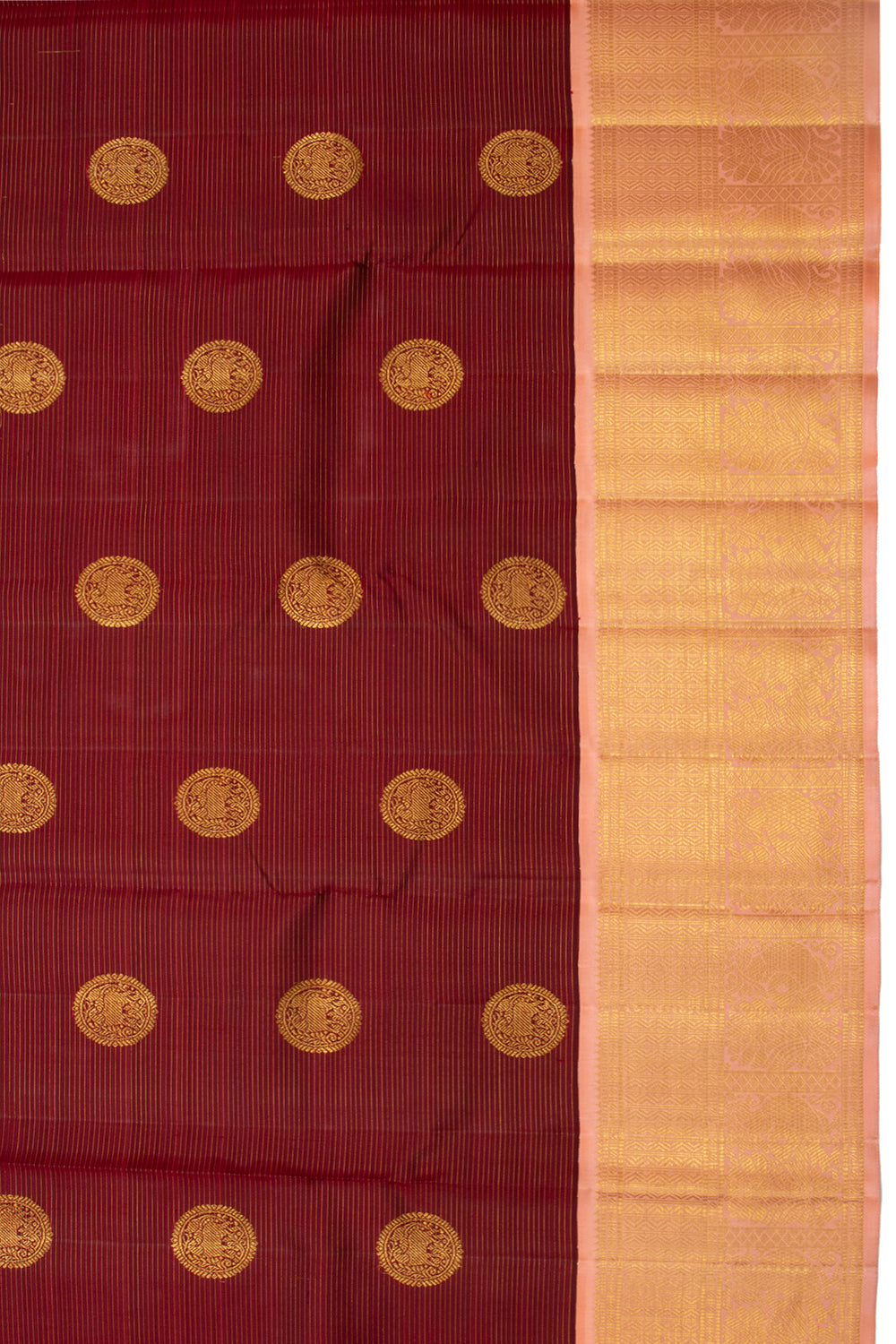 Kanchipuram Silk Oosi Lines And Butta Maroon Saree