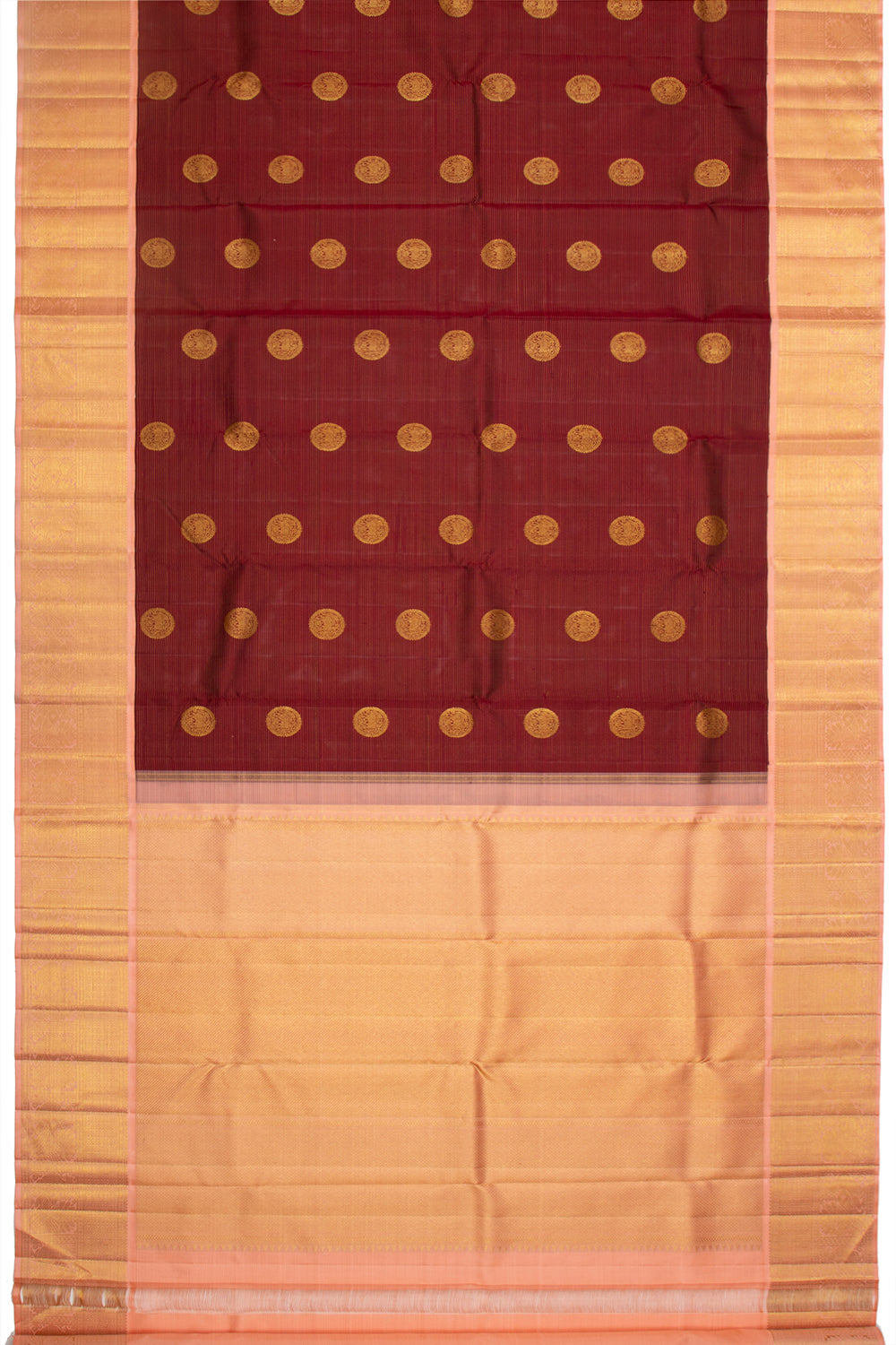 Kanchipuram Silk Oosi Lines And Butta Maroon Saree