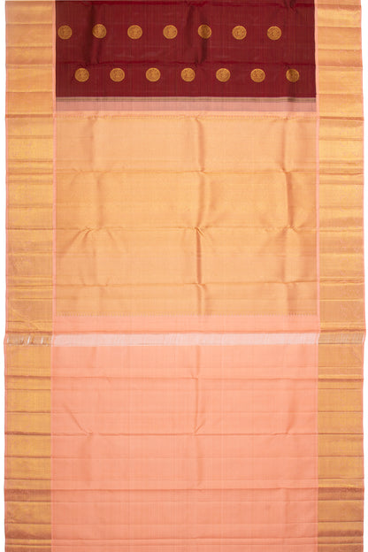 Kanchipuram Silk Oosi Lines And Butta Maroon Saree