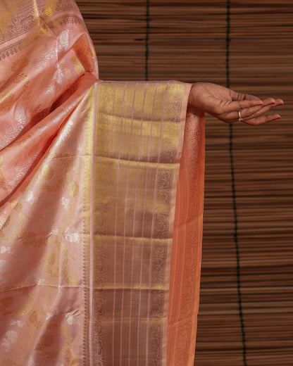 Kanchipuram Silk Jaal Baby Pink Saree