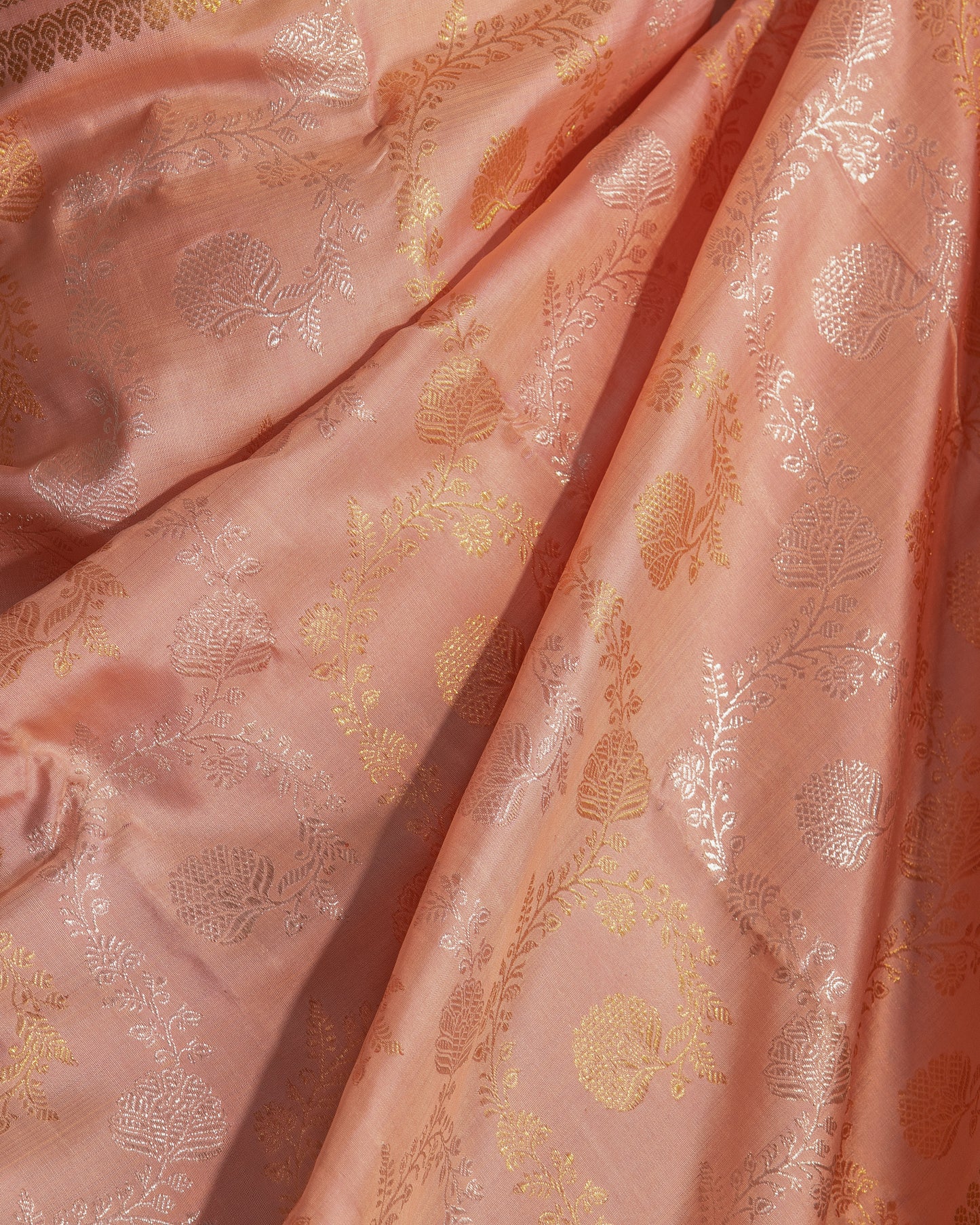 Kanchipuram Silk Jaal Baby Pink Saree