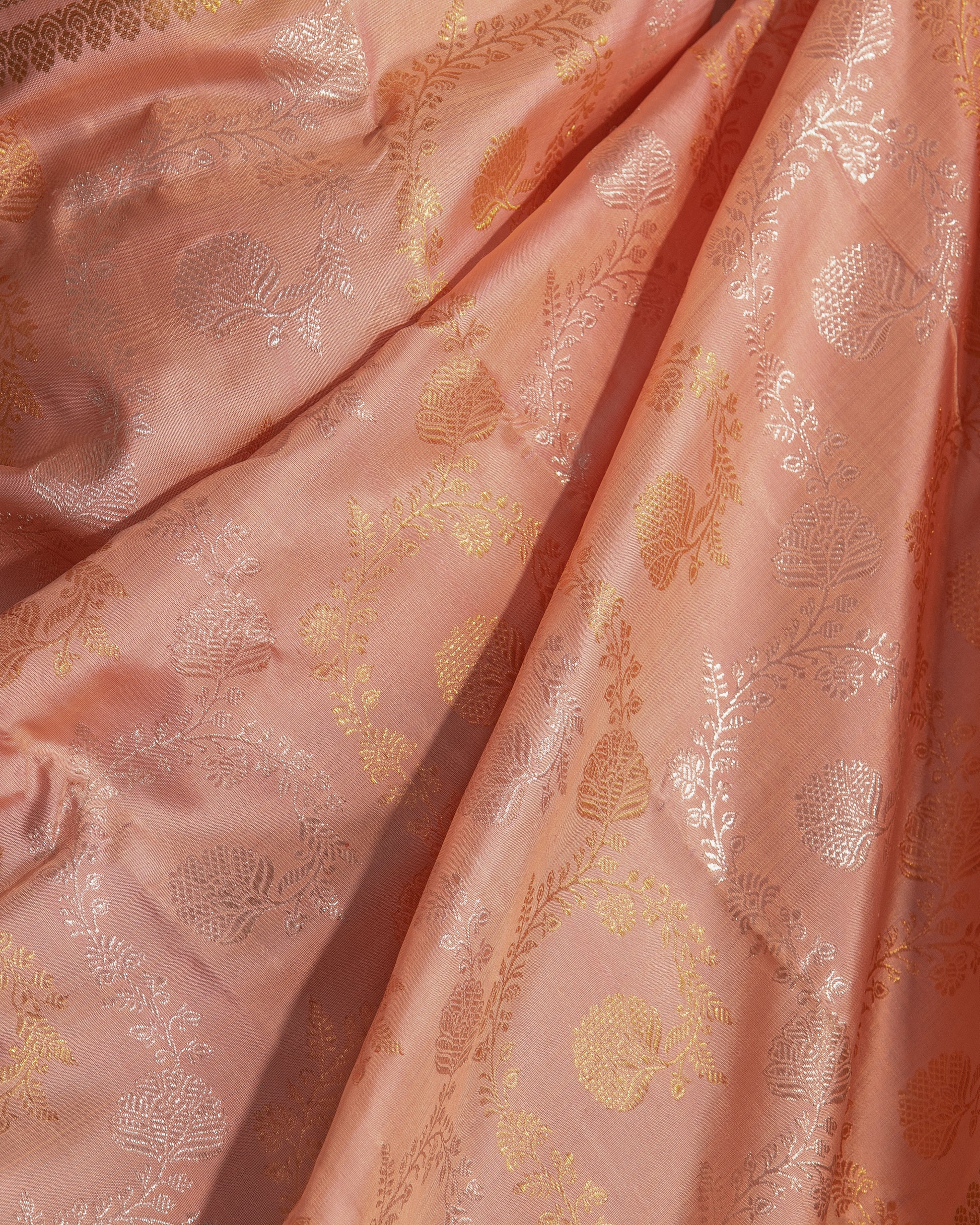 Kanchipuram Silk Jaal Baby Pink Saree