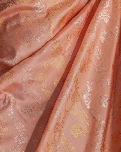 Kanchipuram Silk Jaal Baby Pink Saree