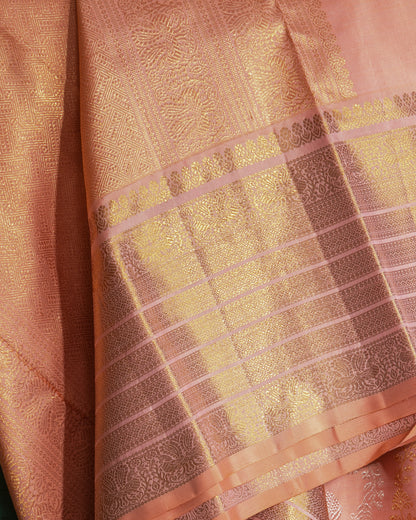 Kanchipuram Silk Jaal Baby Pink Saree