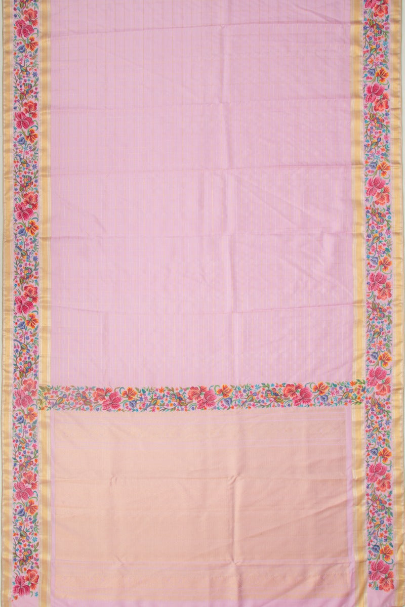 Kanchipuram Silk Checks Baby Pink Saree With Petite Point