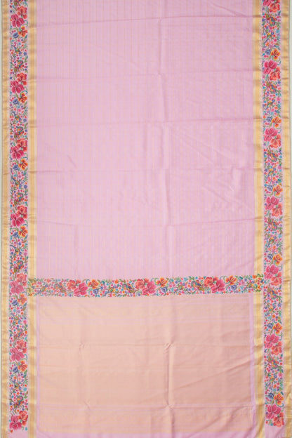 Kanchipuram Silk Checks Baby Pink Saree With Petite Point