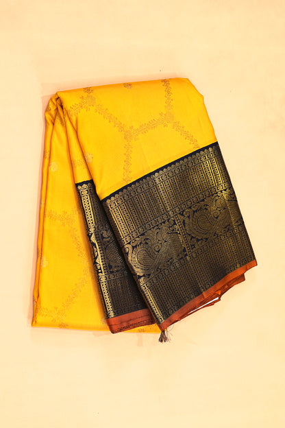 Kanchipuram Silk Brocade Yellow Saree