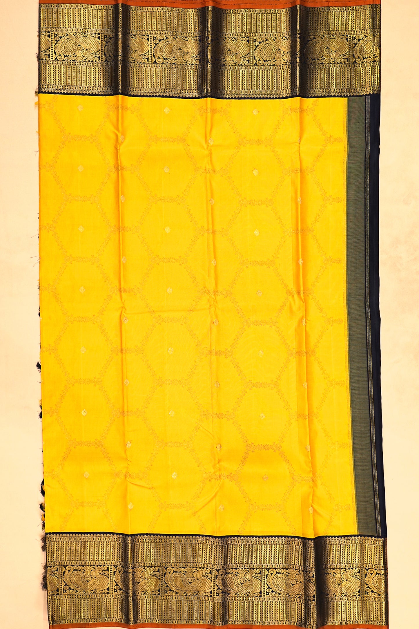 Kanchipuram Silk Brocade Yellow Saree