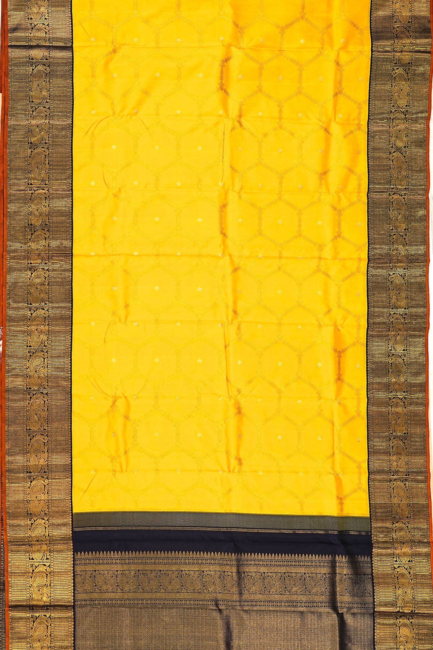 Kanchipuram Silk Brocade Yellow Saree