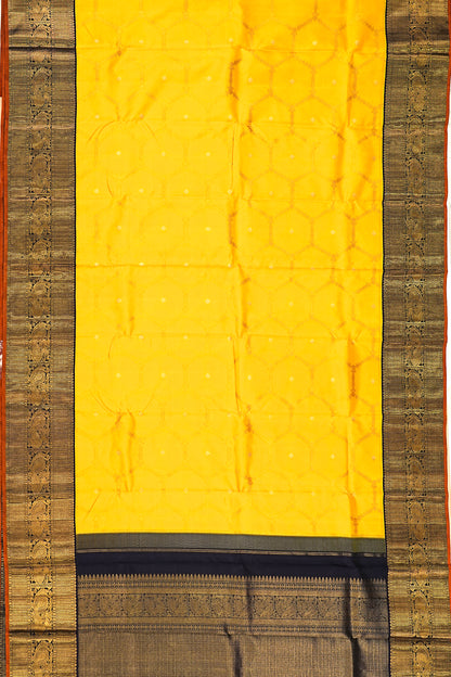 Kanchipuram Silk Brocade Yellow Saree