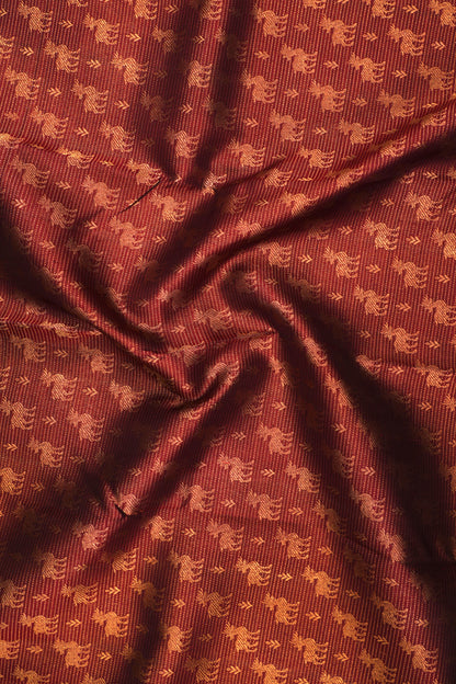 Kanchipuram Silk Horizontal Lines And Butta Brown Saree