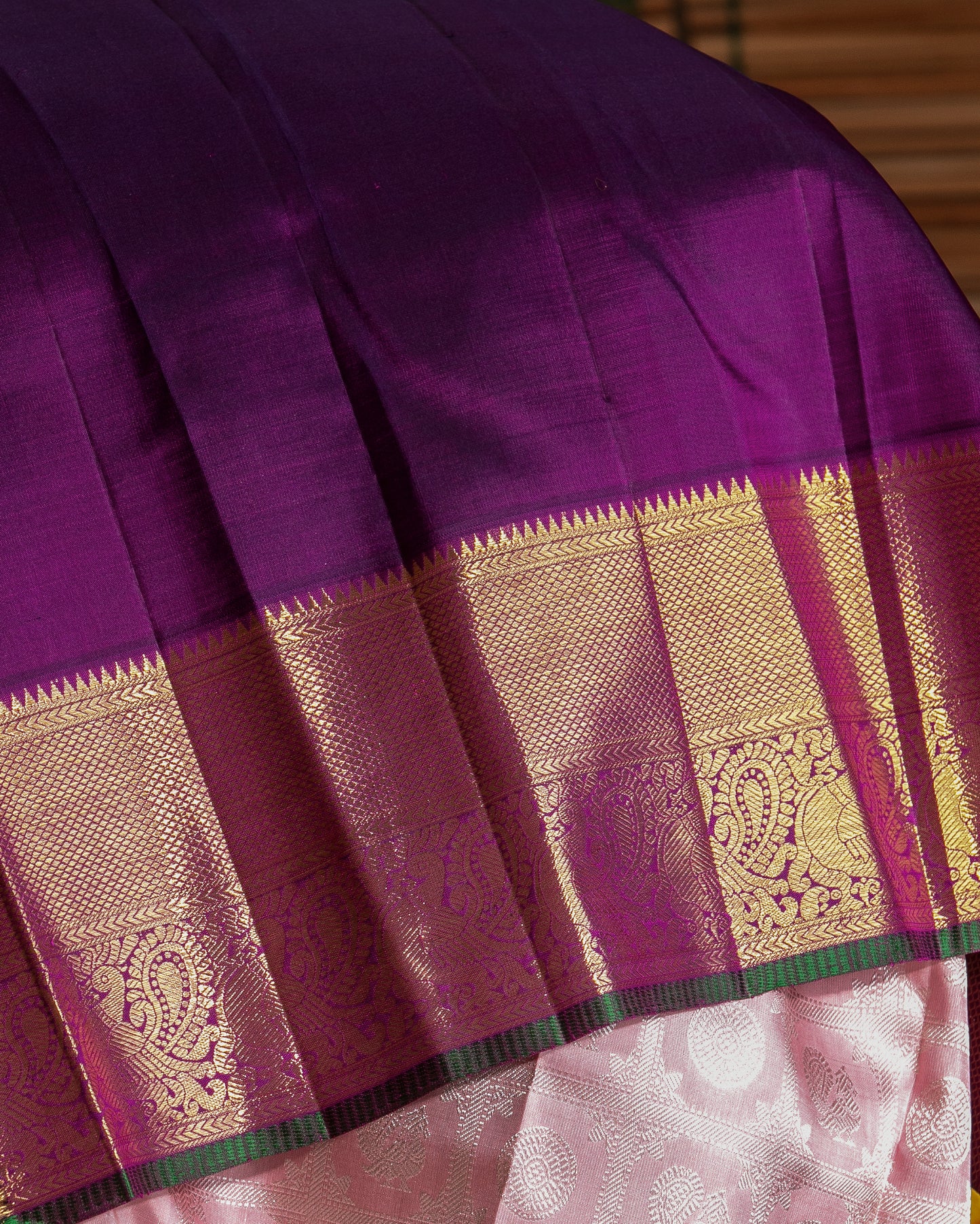Kanchipuram Silk Checks And Butta Pastel Pink Saree
