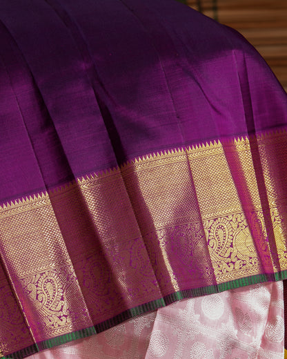 Kanchipuram Silk Checks And Butta Pastel Pink Saree