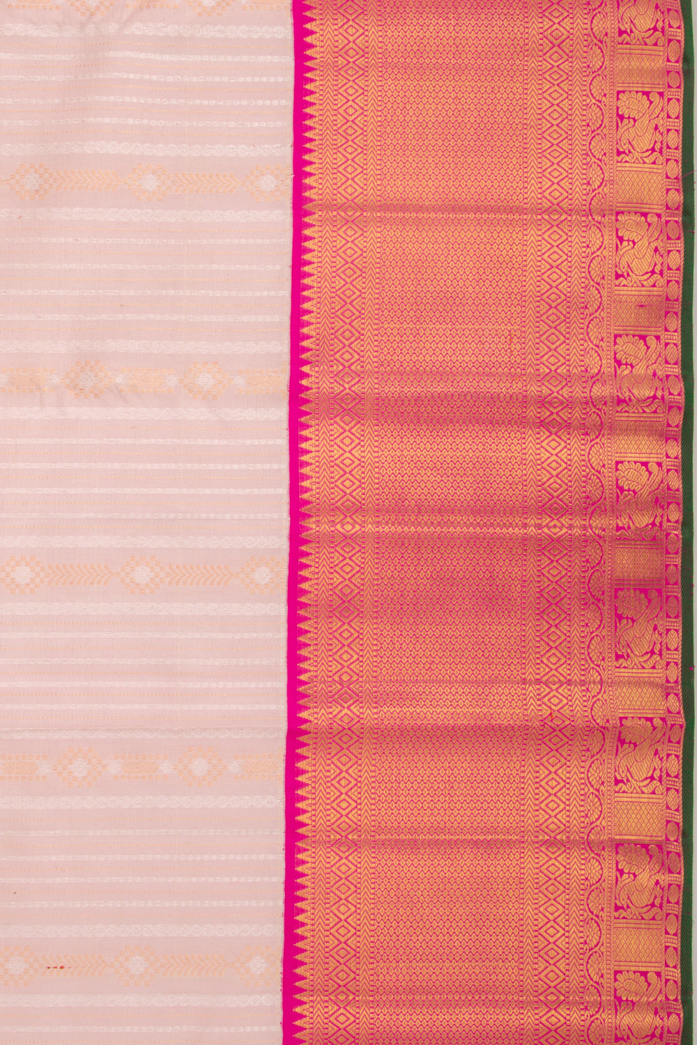 Kanchipuram Silk Vertical Lines Baby Pink Saree