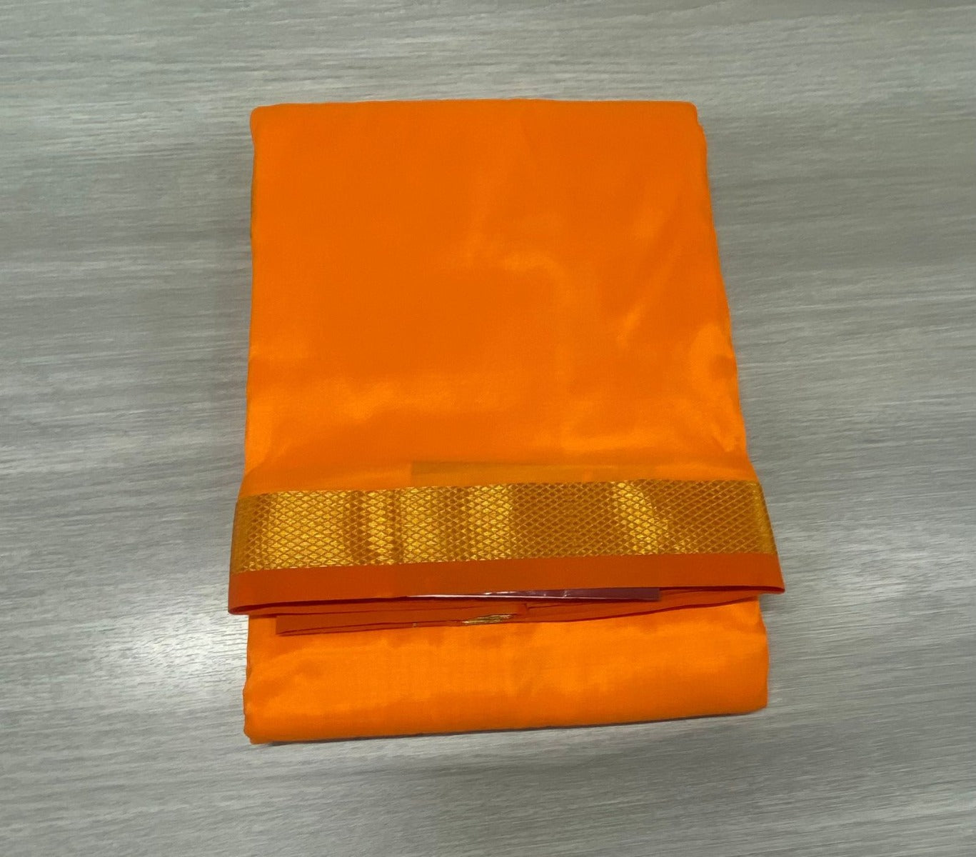 Kanchipuram Silk Plain Orange Dhoti