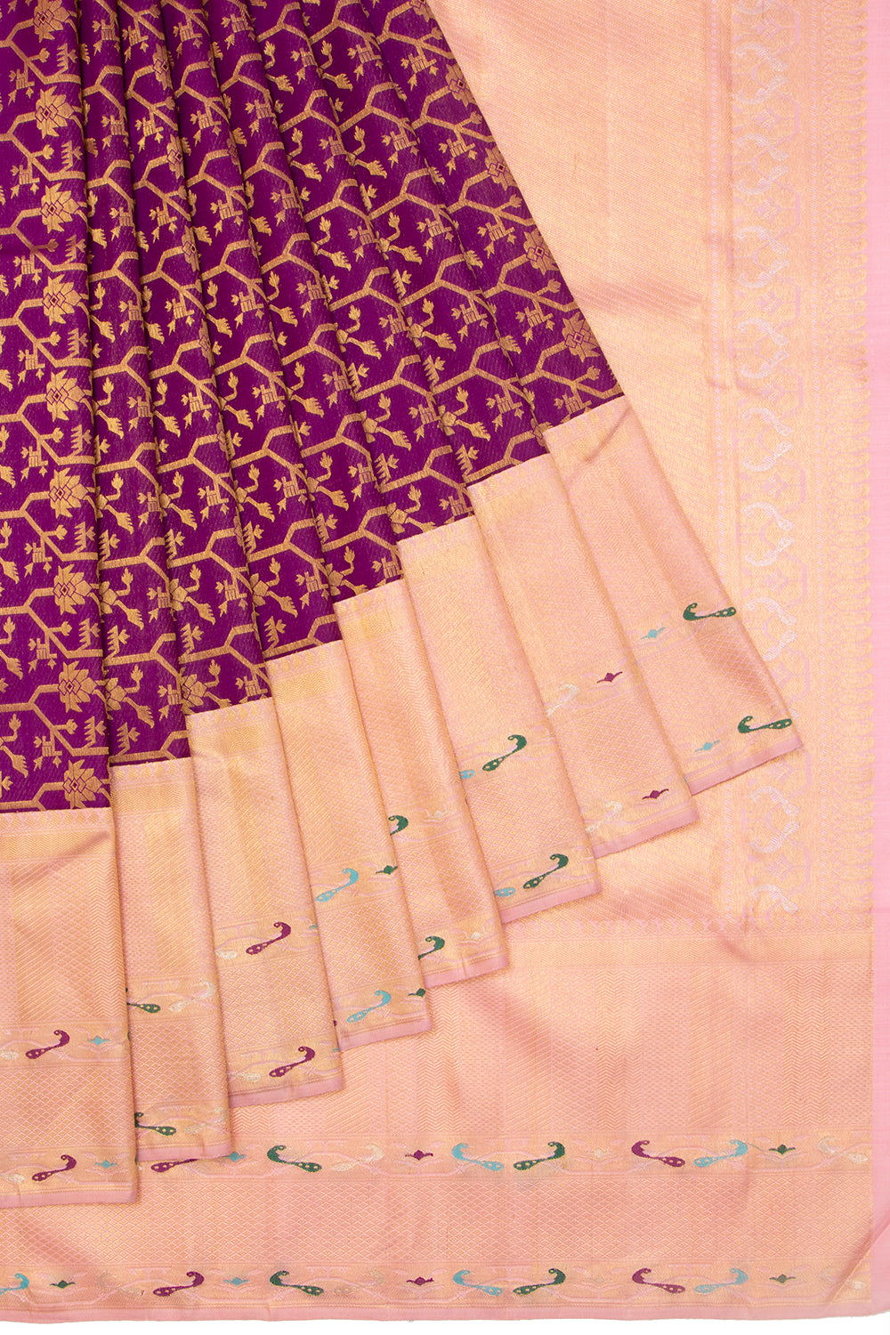Kanchipuram Silk Jaal Purple Saree
