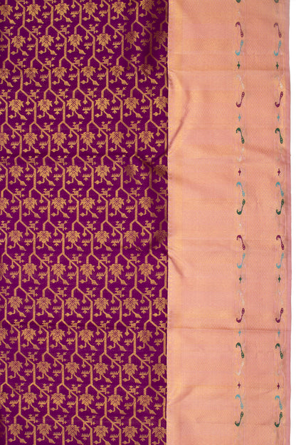 Kanchipuram Silk Jaal Purple Saree