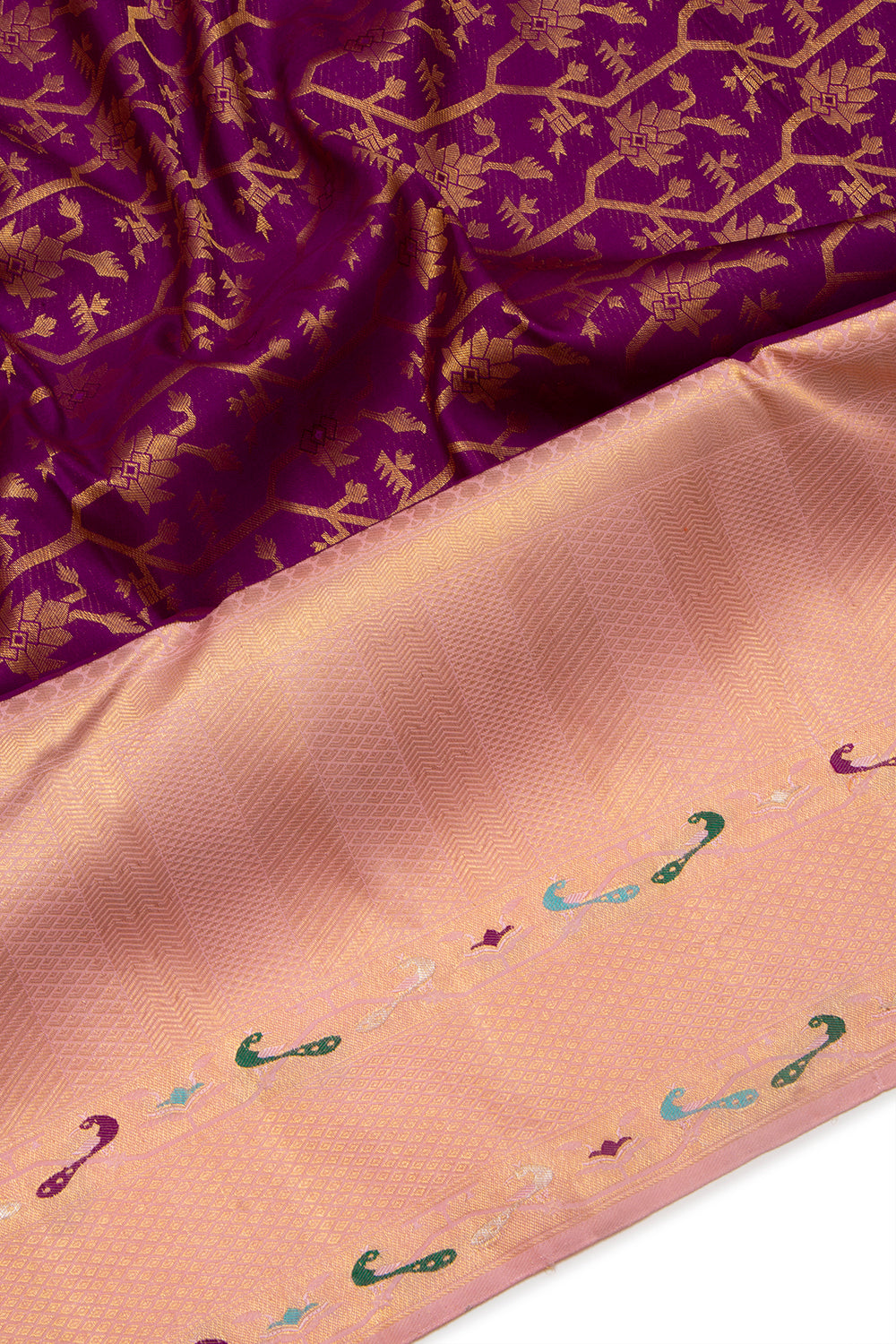 Kanchipuram Silk Jaal Purple Saree