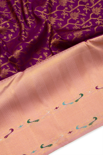 Kanchipuram Silk Jaal Purple Saree