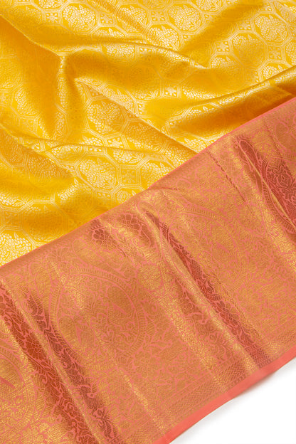 Kanchipuram Silk Brocade Yellow Saree