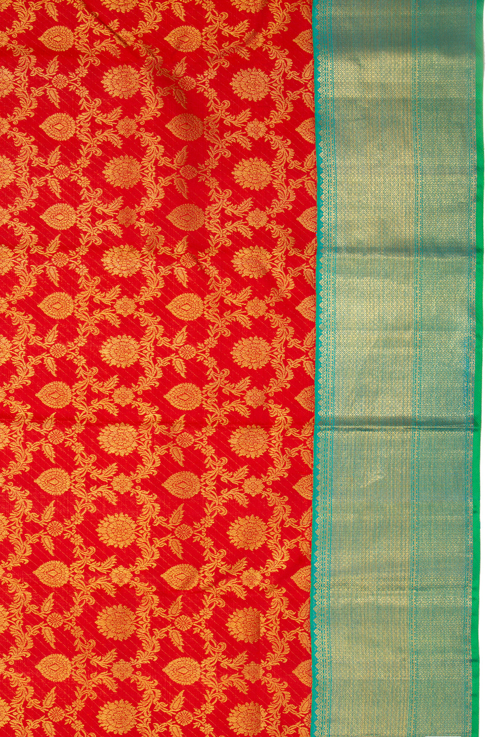 Kanchipuram Silk Lines and Jaal Red Saree
