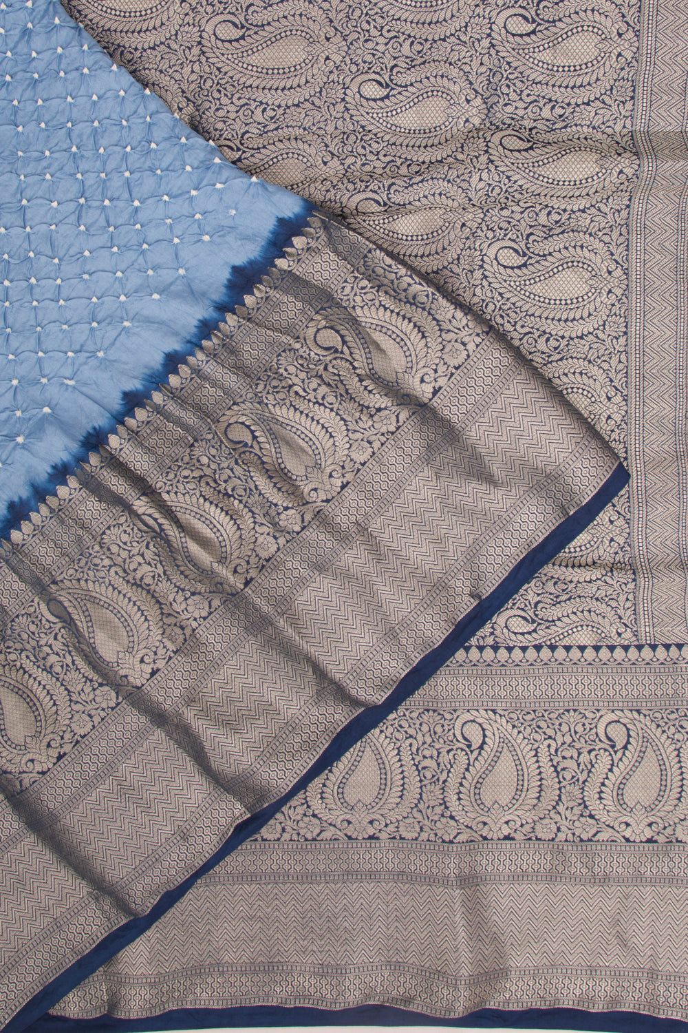 Soft Silk Bandhani Ice Blue Saree