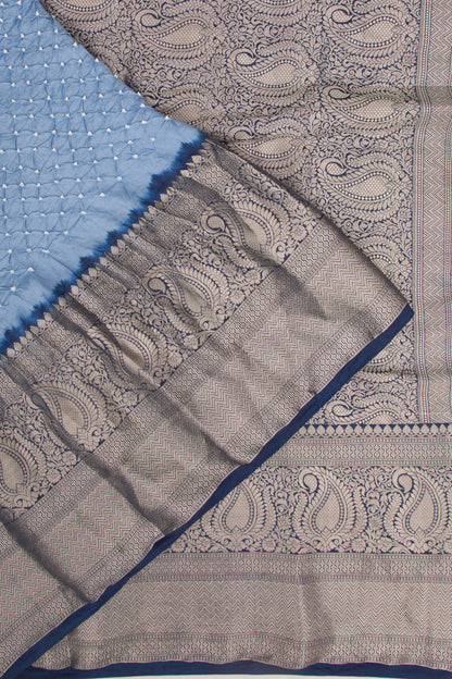 Soft Silk Bandhani Ice Blue Saree