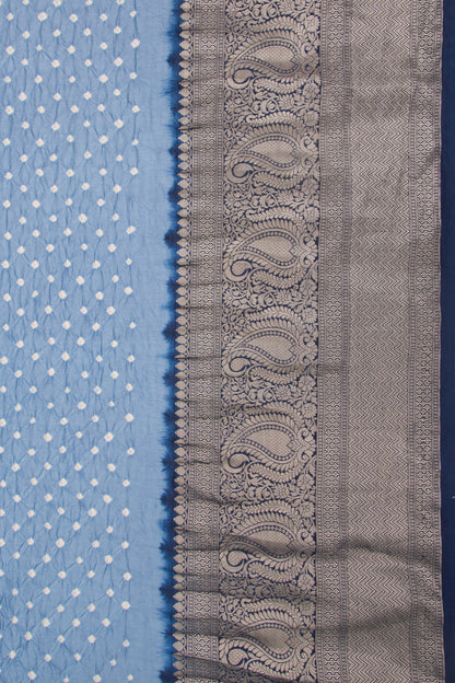 Soft Silk Bandhani Ice Blue Saree