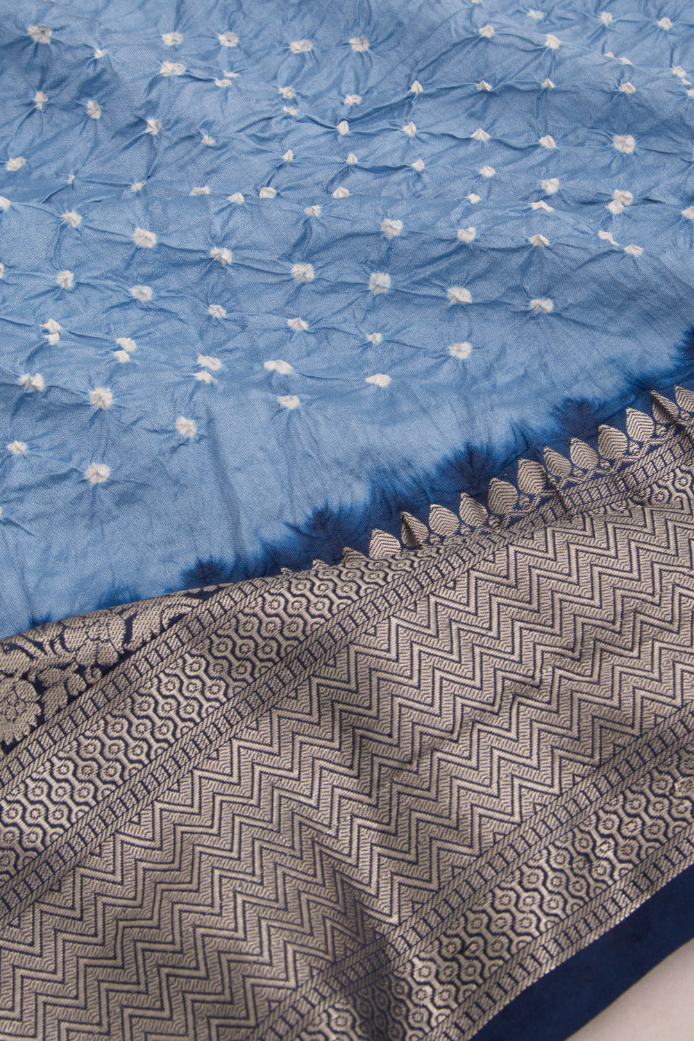 Soft Silk Bandhani Ice Blue Saree