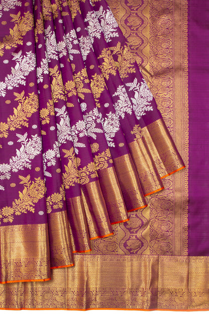 Kanchipuram Silk Jaal Purple Saree
