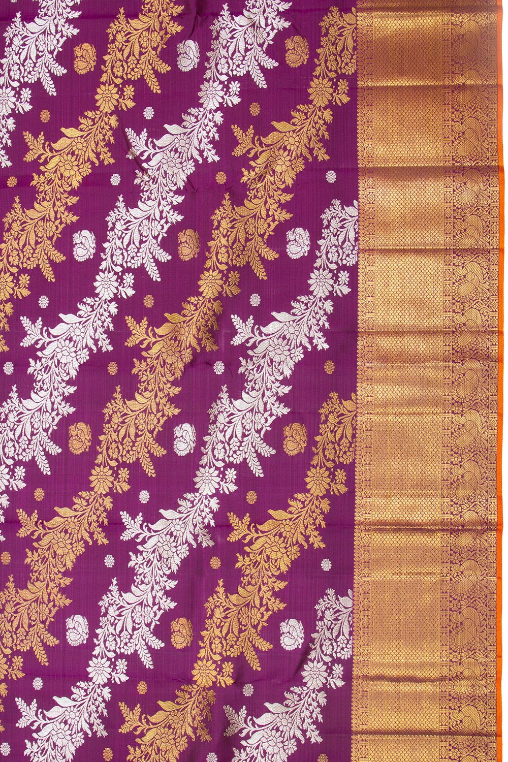 Kanchipuram Silk Jaal Purple Saree