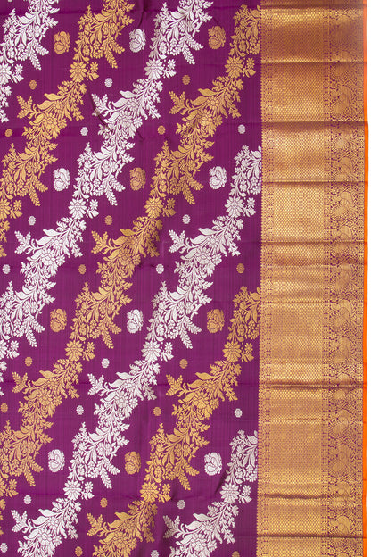 Kanchipuram Silk Jaal Purple Saree