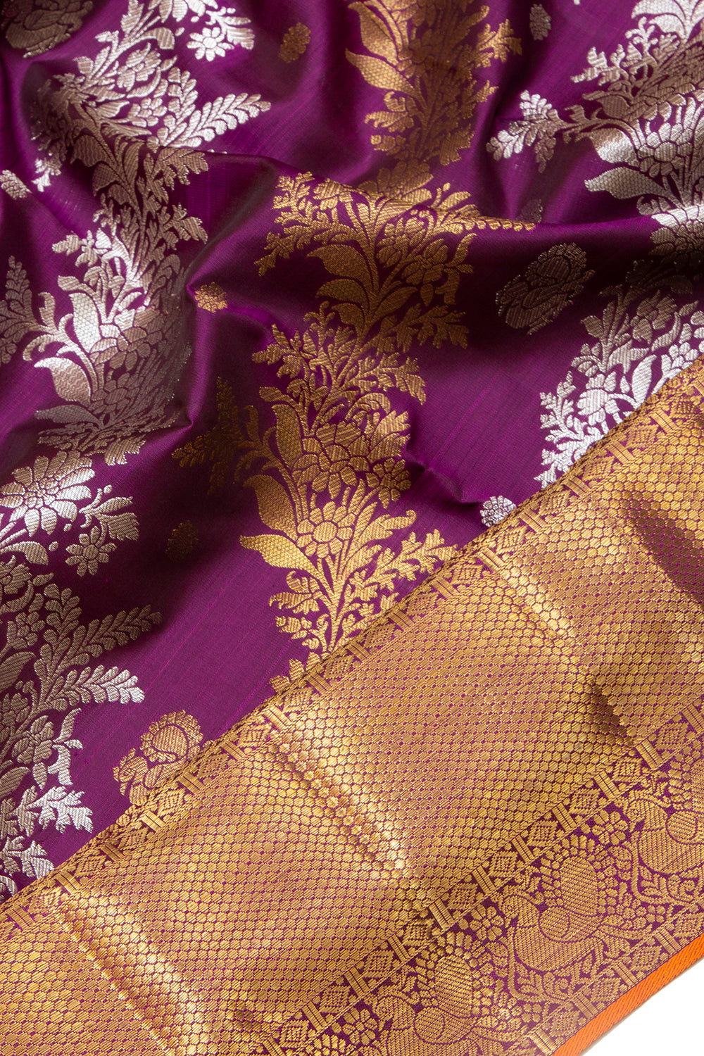 Kanchipuram Silk Jaal Purple Saree