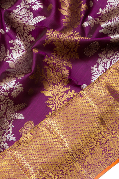 Kanchipuram Silk Jaal Purple Saree