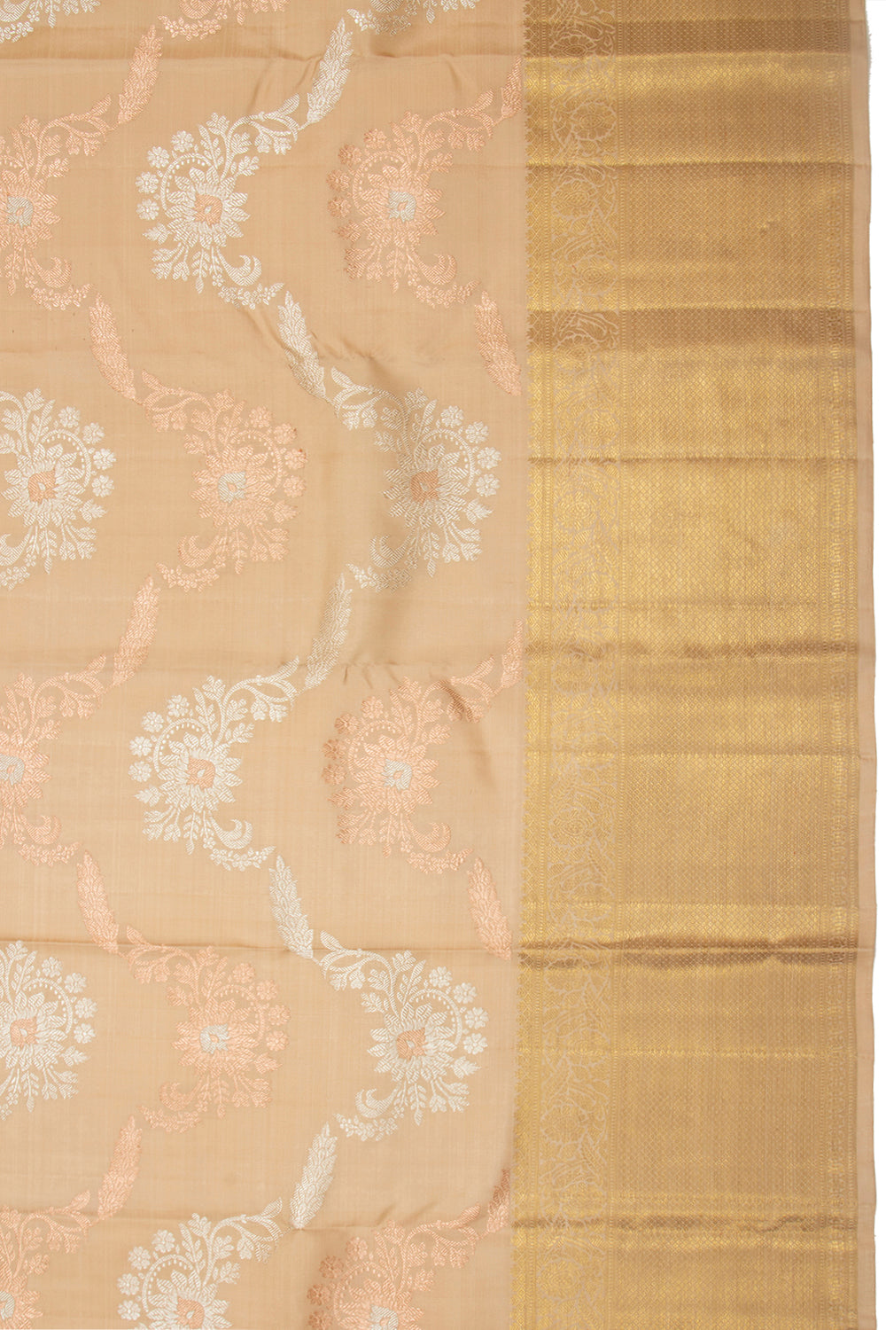 Kanchipuram Silk Jaal Beige Saree