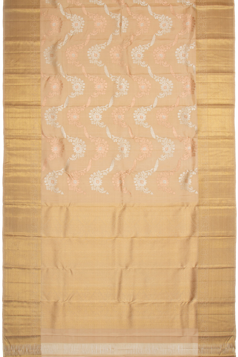 Kanchipuram Silk Jaal Beige Saree