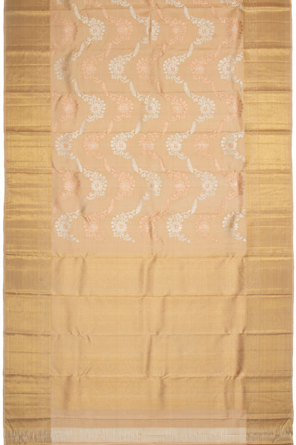 Kanchipuram Silk Jaal Beige Saree