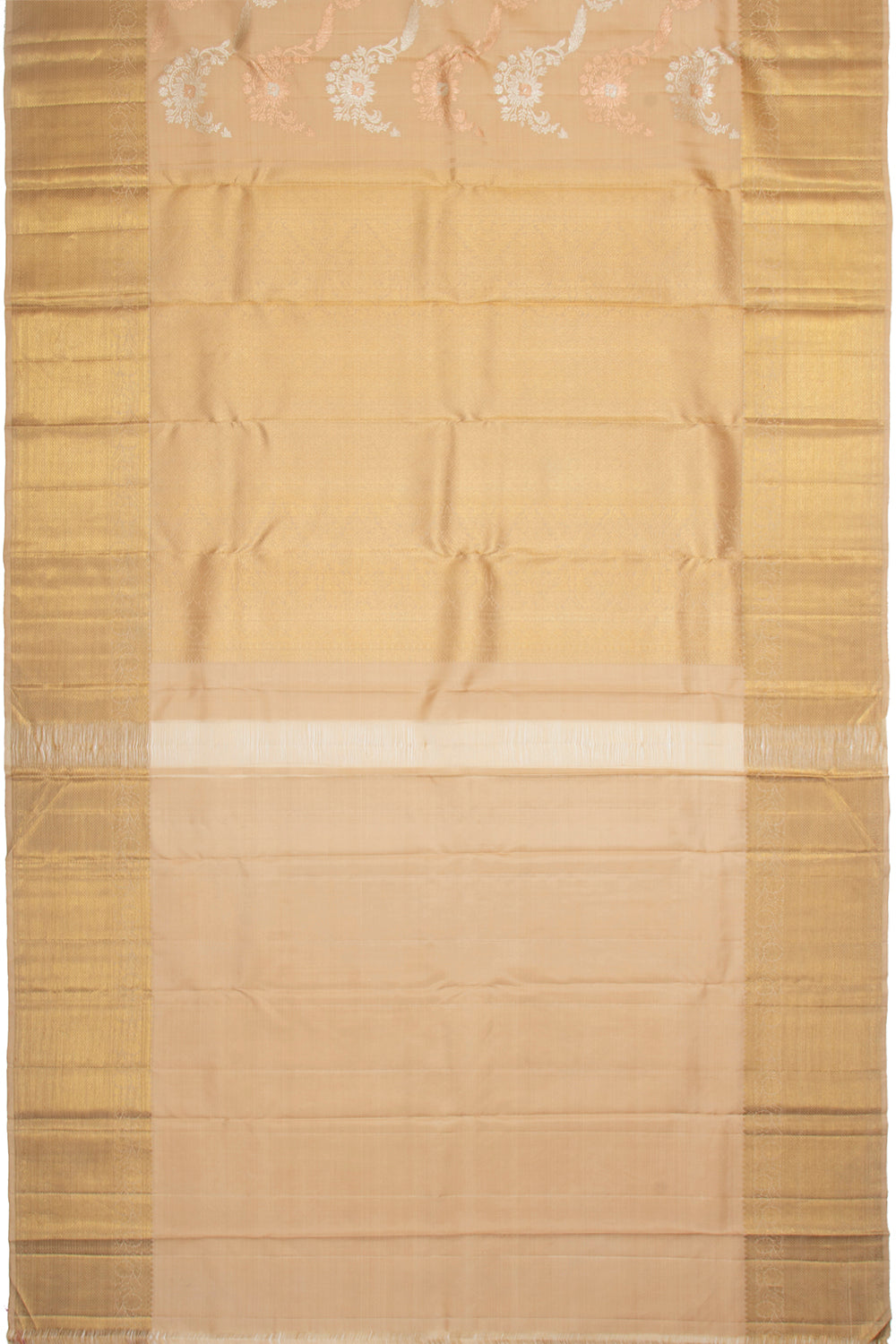 Kanchipuram Silk Jaal Beige Saree