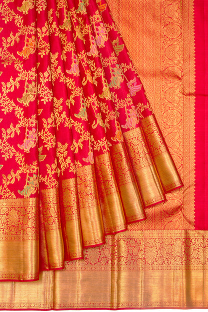 Kanchipuram Silk Jaal Red Saree