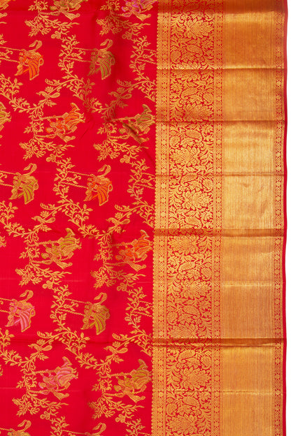 Kanchipuram Silk Jaal Red Saree
