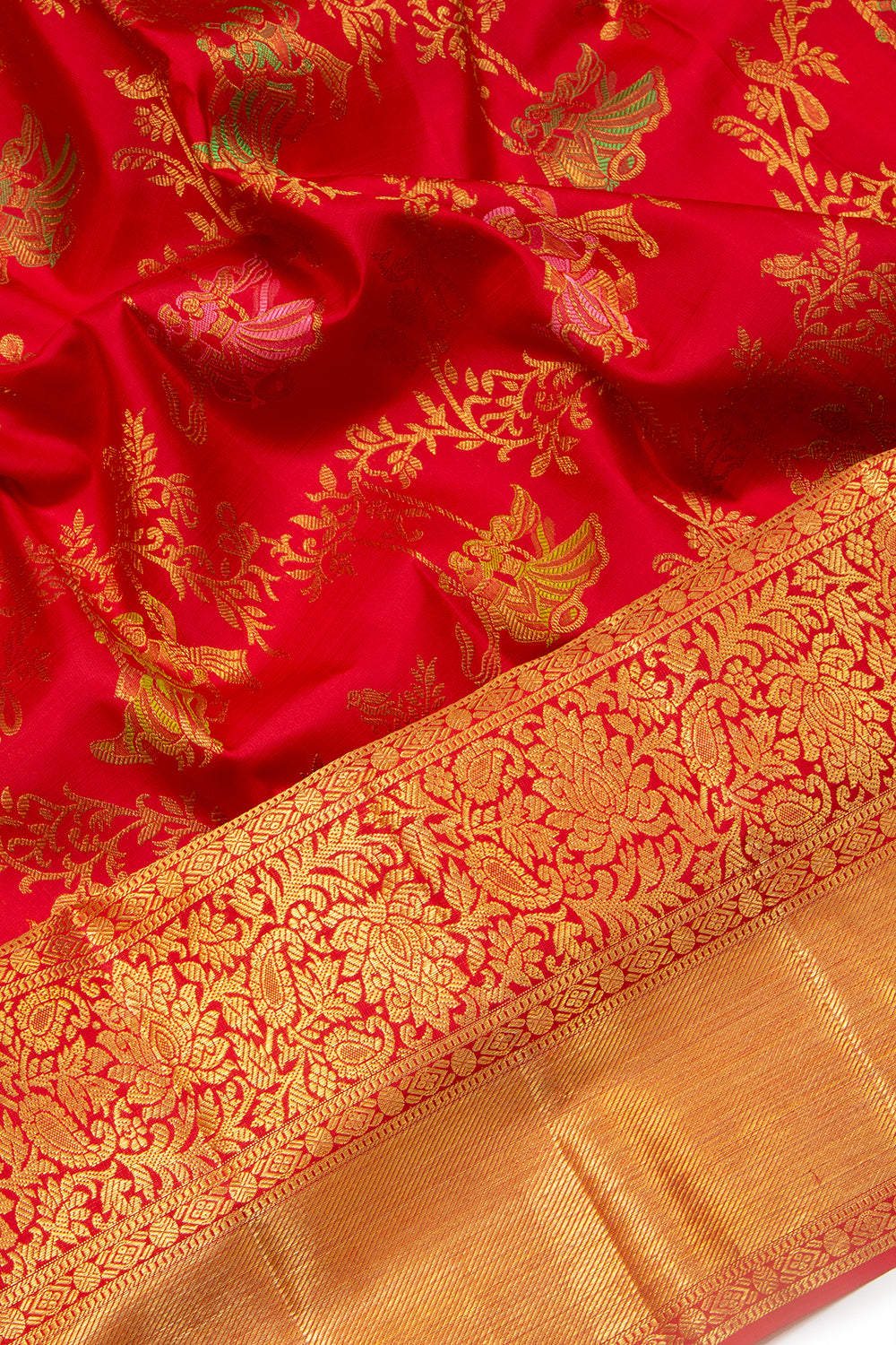 Kanchipuram Silk Jaal Red Saree