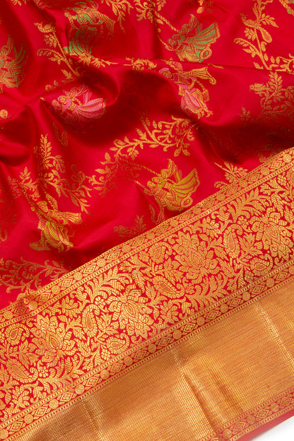 Kanchipuram Silk Jaal Red Saree