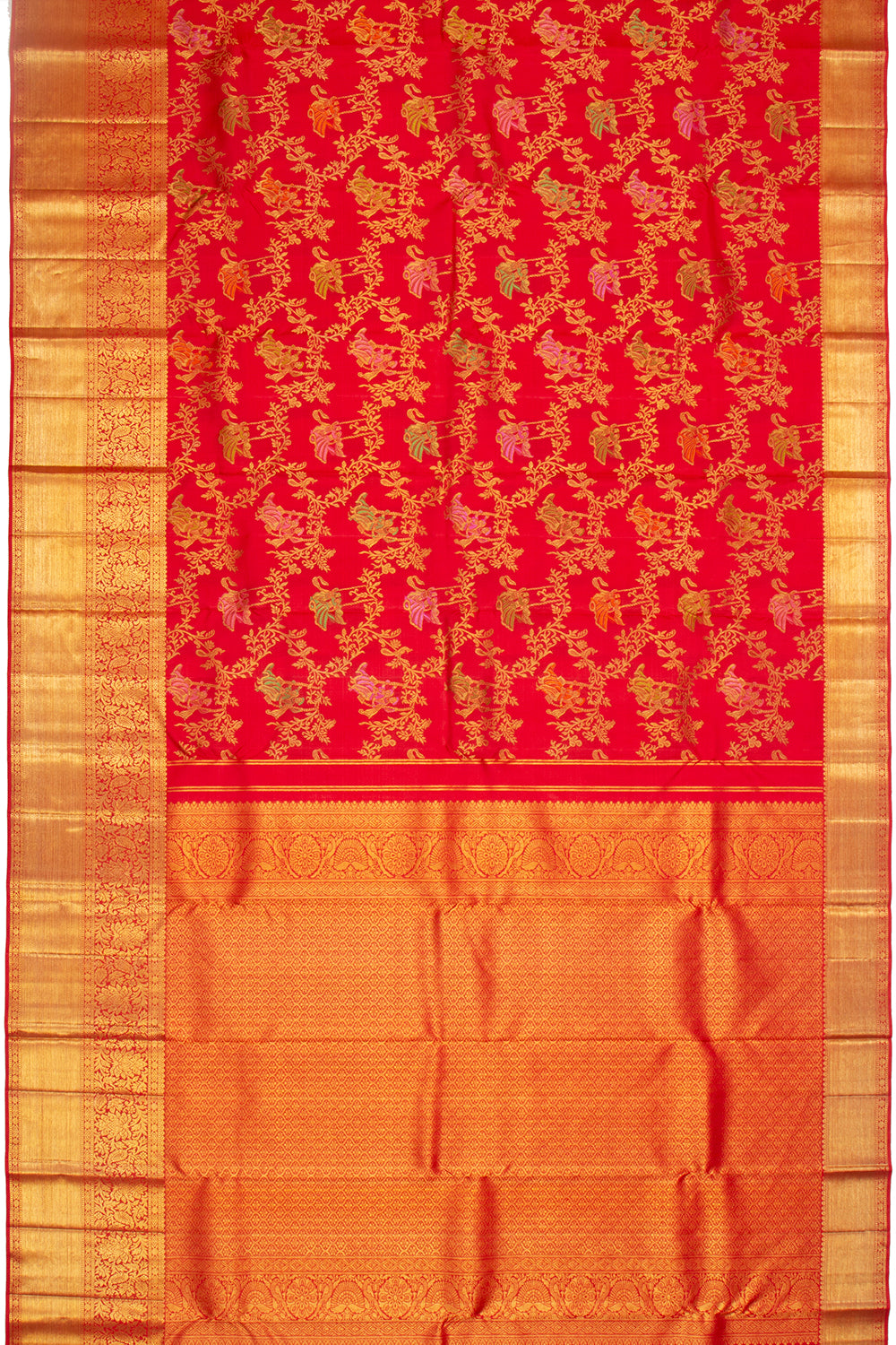 Kanchipuram Silk Jaal Red Saree