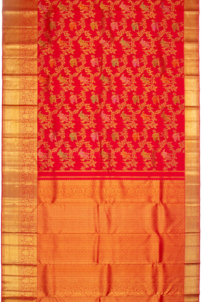 Kanchipuram Silk Jaal Red Saree