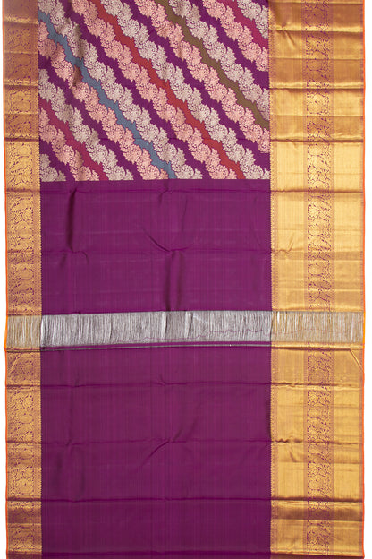 Kanchipuram Silk Rangkat Inspired Jaal Multicolour Saree