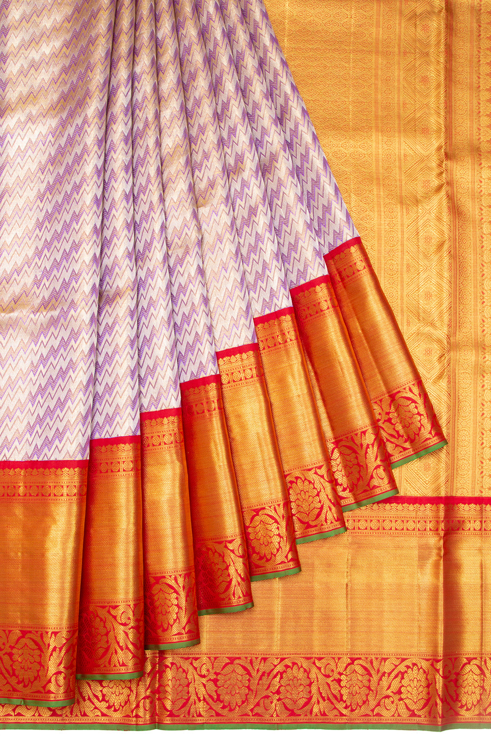 Kanchipuram Silk Tissue Geometric Brocade Violet Saree