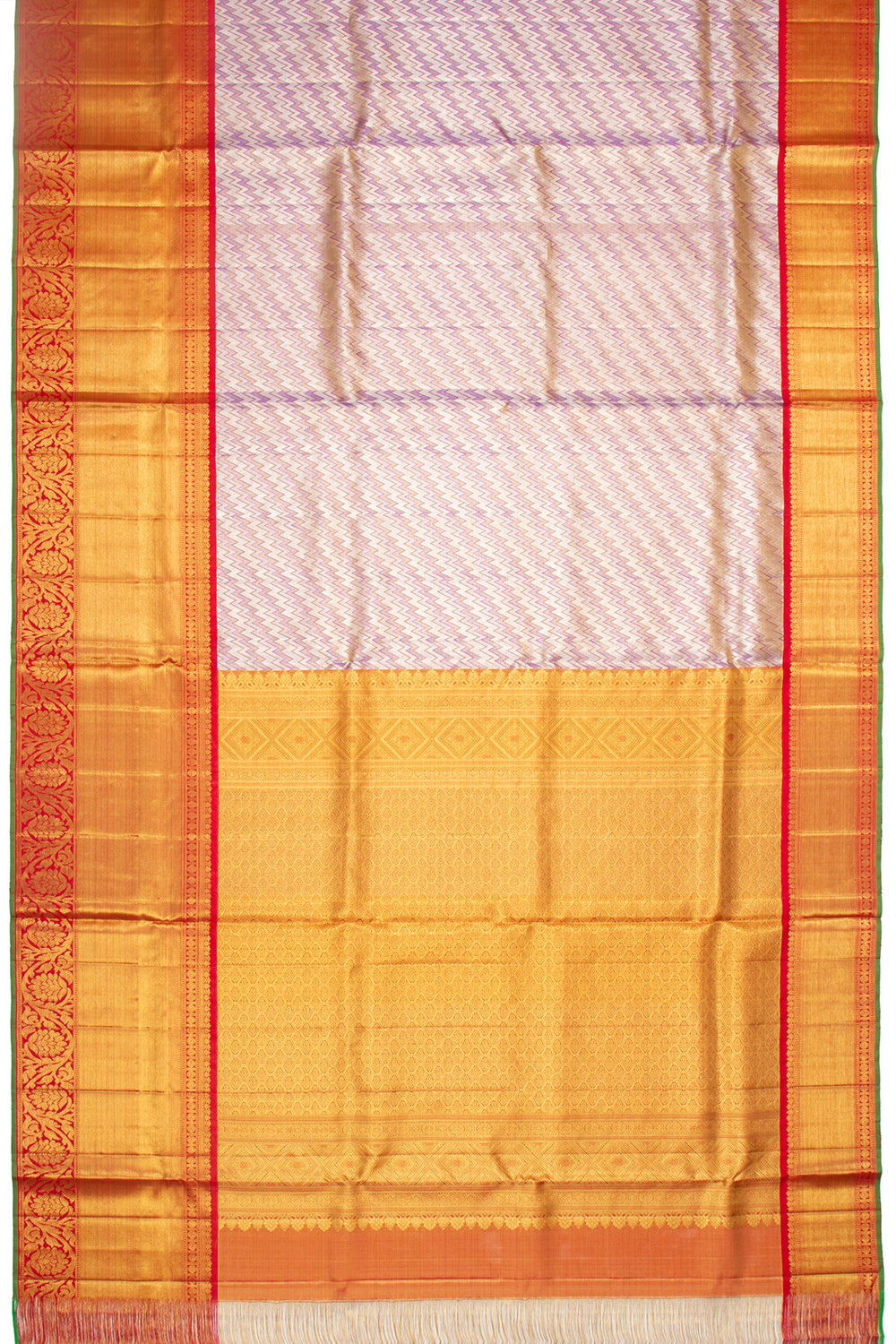 Kanchipuram Silk Tissue Geometric Brocade Violet Saree