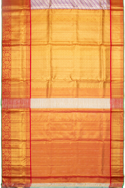 Kanchipuram Silk Tissue Geometric Brocade Violet Saree