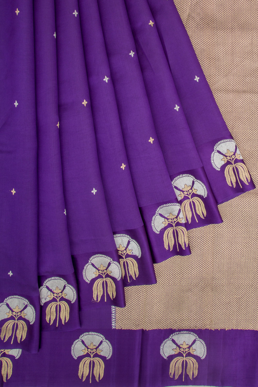 Banarasi Katan Silk Butta Violet Saree
