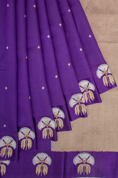 Banarasi Katan Silk Butta Violet Saree